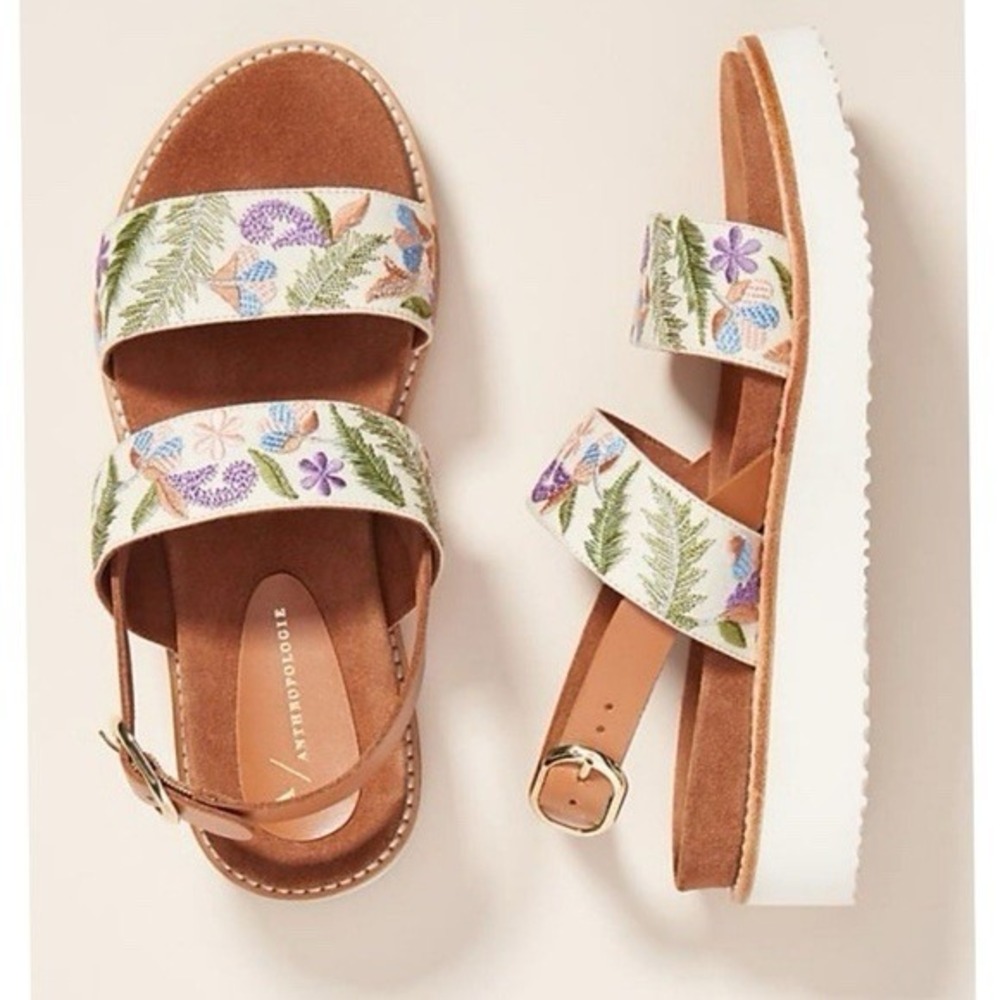 Anthropology shoes women's size 9  Sandals Embroidered EMILY Used